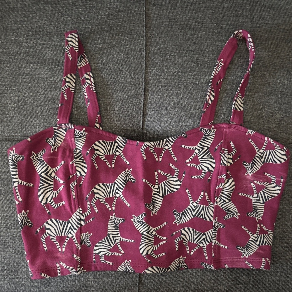 Garage Zebra Print Crop Top (bralette)  - purple and White & black